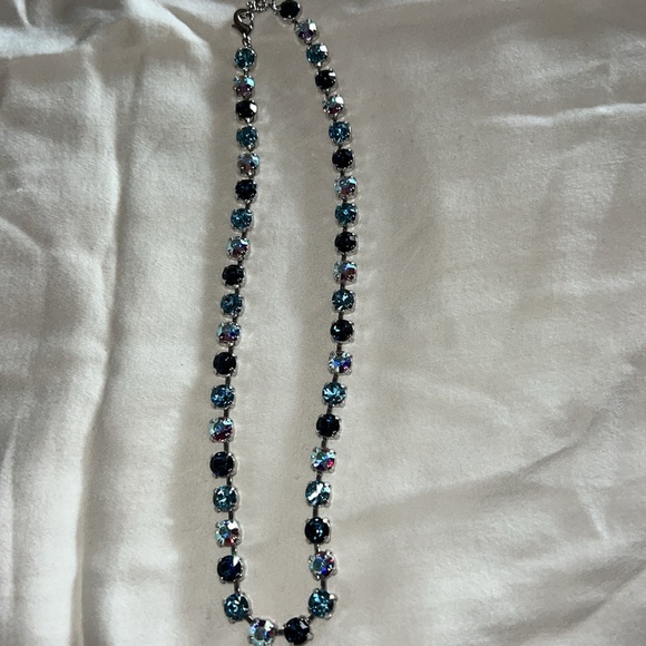 Touchstone Crystal necklace bling denim blues & aurora borealis - Picture 5 of 7